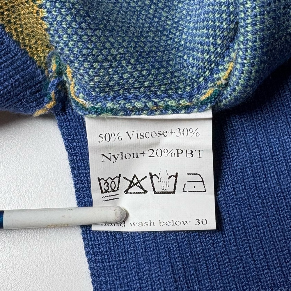 ETCYY NEW Blue, Gold and Green Striped Long Sleeve Women’s Sweater Sz S - Picture 6 of 6